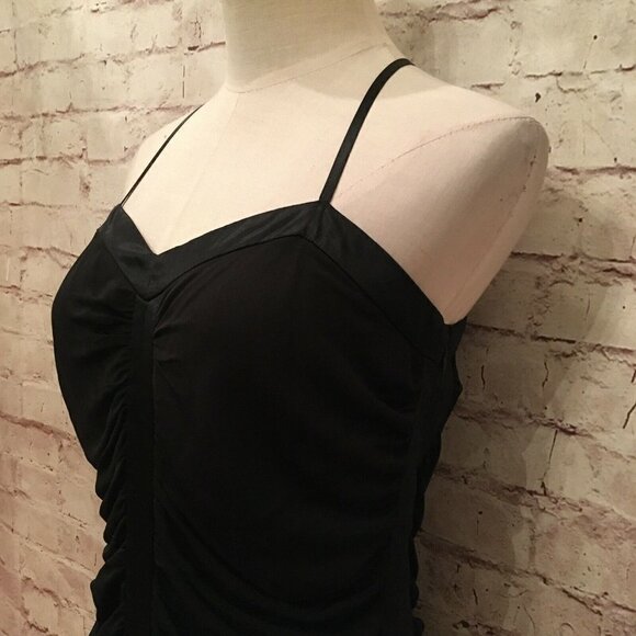 Nicole By Nicole Miller Black Cocktail Slip Dress Ruched Silk Trim Size 10 - Picture 3 of 4